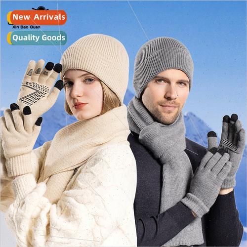 8396 Hat Gloves Scarf Set Men Winter Warm Knted Hat Outdoor