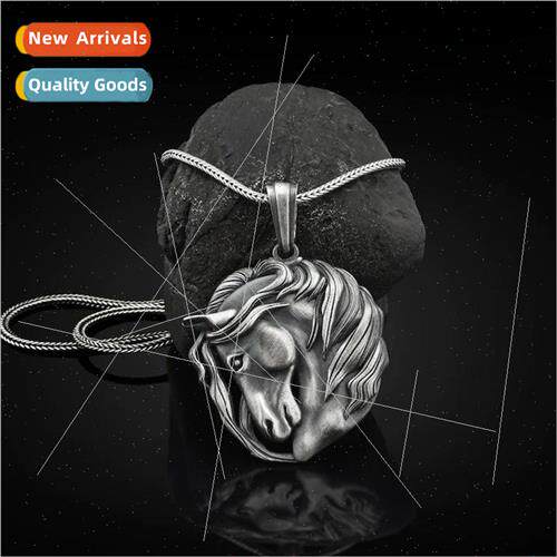 Men Retro Horse Pendant Europe Tanium Steel Necklace Hip Hop