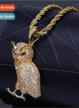 Europe Gold Plated Micro Zirconia Pendant Owl Owl Model Hiph