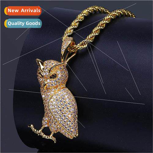 Europe Gold Plated Micro Zirconia Pendant Owl Owl Model Hiph