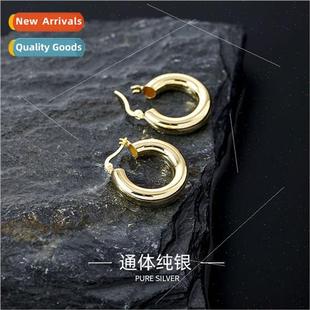 INS Circle Earring S925 mple Metallic Buckle Versatile lver