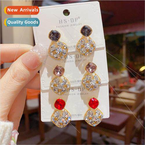 Delicate celebry geometric full zirconia earrings s925 silve