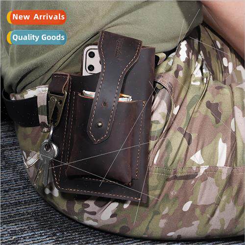 Outdoor Waist Pack Hot Cowhide Leather Men Portable Waist Ci
