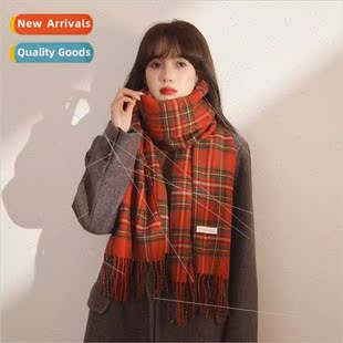 scarf female warm Atmosphere fall plaid new and sense
