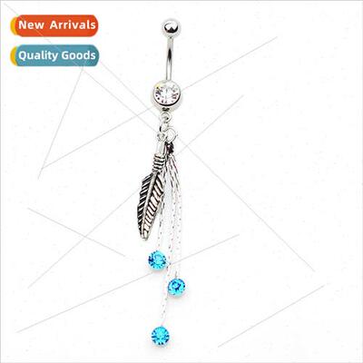 New piercing jewelry navel ring navel nail leaves combinatio