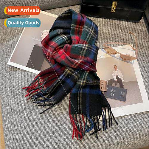 100% pure wool lattice tassel scarf female fall winter hundr
