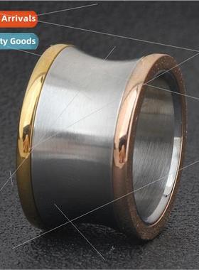 Europe tri-color tanium steel glossy bunch ring finger ring
