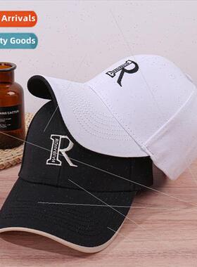 R letters embroidery hard top duck tongue sun hat men women