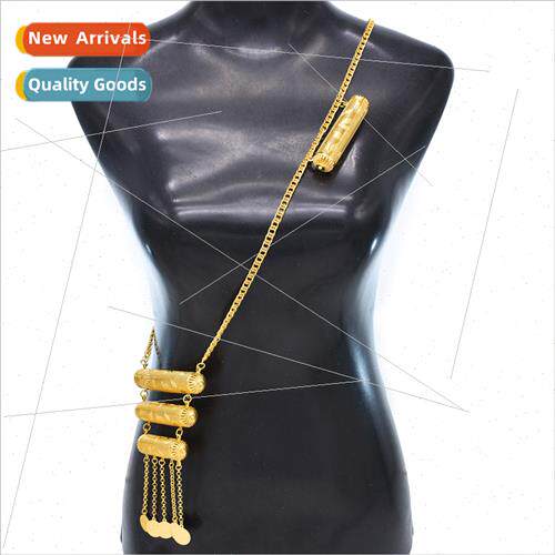 New gold hollow flowers coin tassel shoulder chain body chai