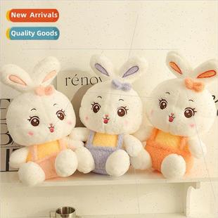 Cute happy backpack rabbit plush toy pillow bedside ornament