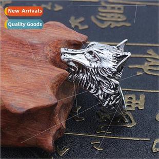 retro ring domineering alloy finger Wolf wolf head