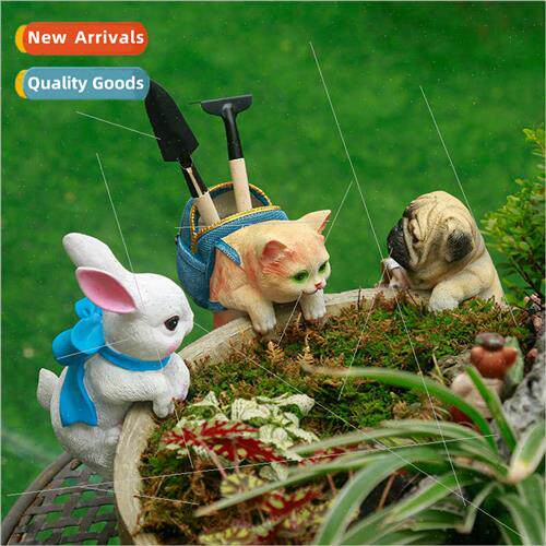 Rustic Animal Resin Crafts Cat Ornament 适用Entry Courtyard