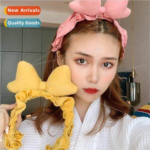 Korea wide side big bow hair band wash face hair band lace h