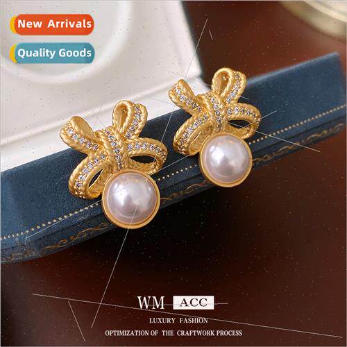 Antique Jewelry Gold Ribbon Pearl lver Pin Earrings Vintage