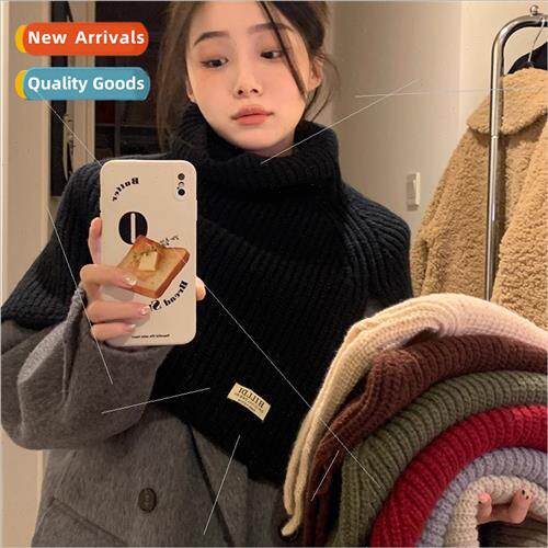 Fashion open high neck shawl female fall winter black sheath