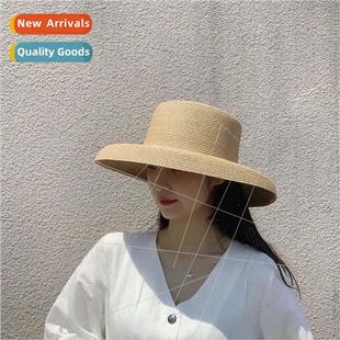 female summer vacation Hepburn beach hat seaside large straw