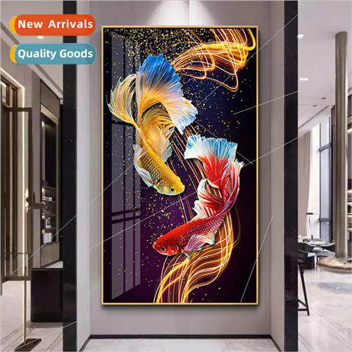 Cross stch new modern  living room vertical koi carp entrywa