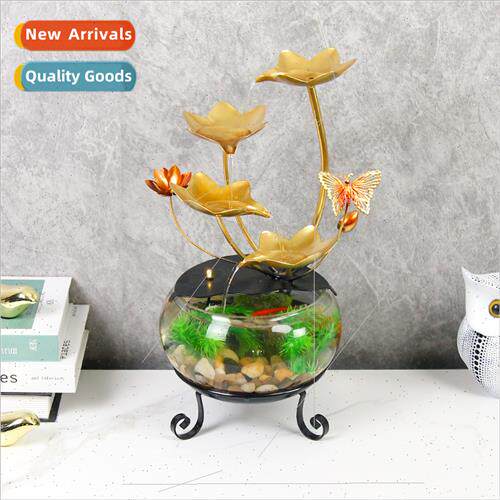 Opening gift simple glass fish tank running water ornaments