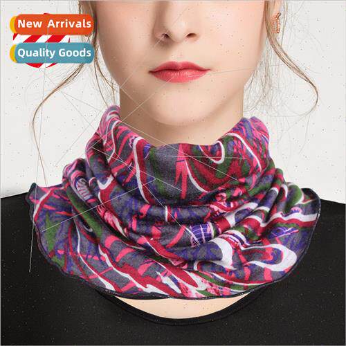 Autumn winter new warm wool silk double-layer scarf women he