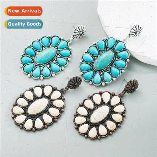 Earrings Europe vintage copper-plated whe turquoise earrings