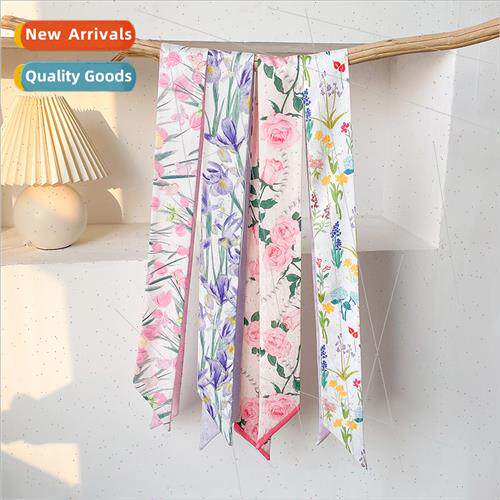 Japanese simple floral fresh lerature double satin small nec