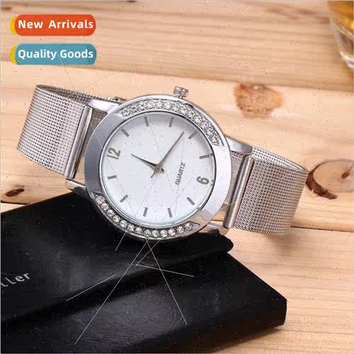 Stainless steel metal bracelet double rows diamonds casual w