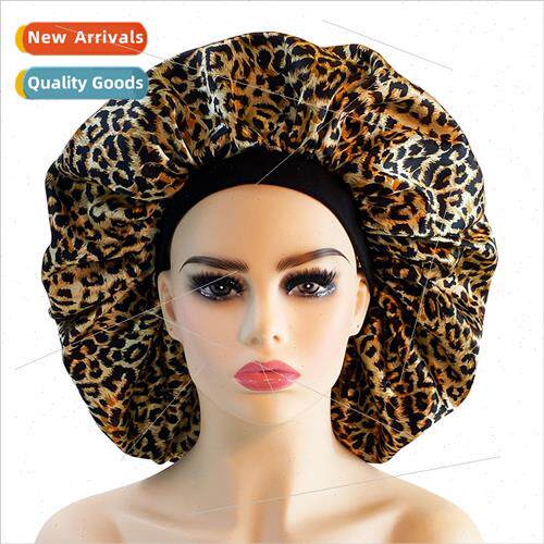 Large Leopard Sateen Sleeping Hat African Popular Hair Care