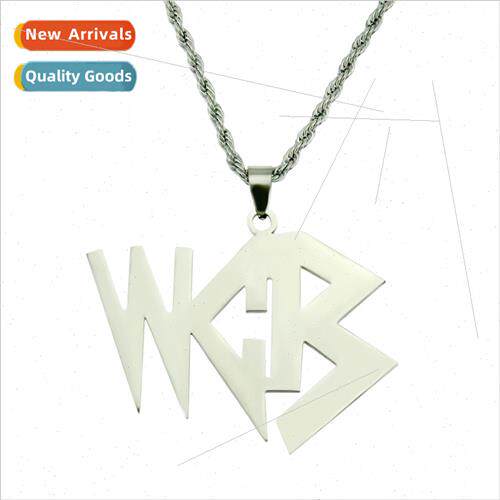 Letter titanium steel colorless pendant necklace 适用men wom
