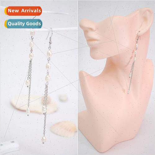 ins Korea temperament handmade pearl earrings simple long ta