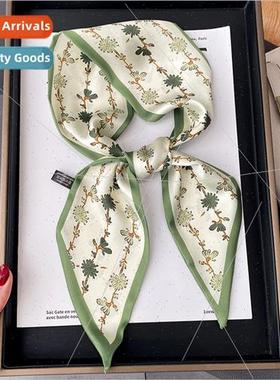 Spring summer new lerary floral long small silk scarf profes