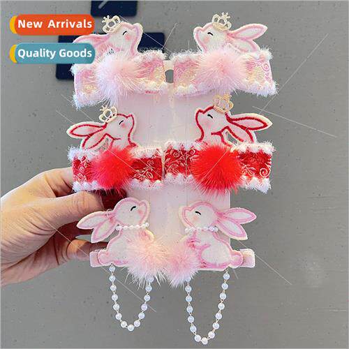 Baby spring hair accessories mink hair bunny hair clips hang
