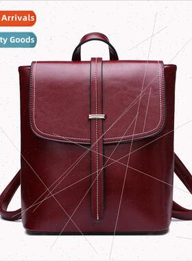 Europe Leather Shoulder Bag Ladies Oil Waxed Double Shoulder