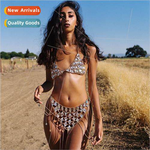 Europe new splicing hollow HuanCai gemstone half-body skirt