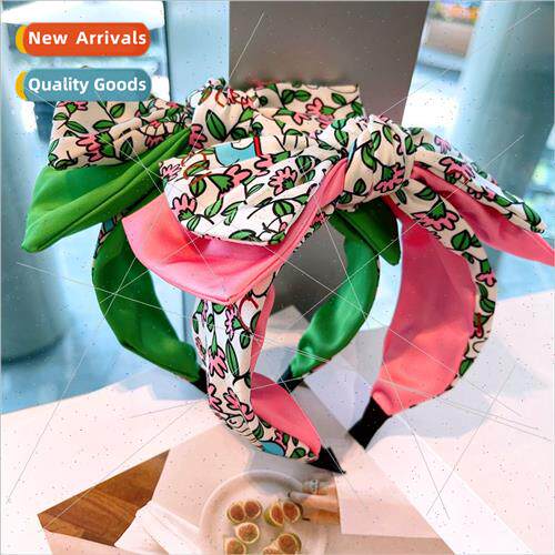 Korea new flowers two-layer bow splicing set hair bands hair