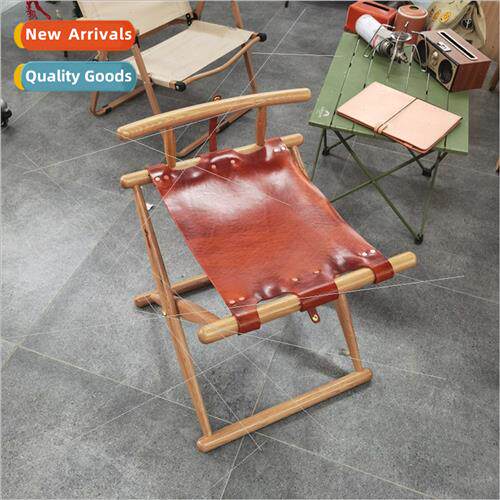 Ins Outdoor Cowhide Folding Chair Camping Fishing Chair Kerm