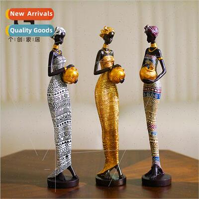 Vintage African black ornaments exotic character sculpture r