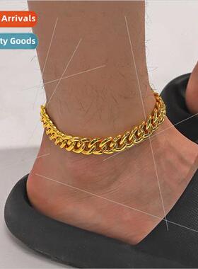 Men mple Glossy Cuban Chain Anklet Personalized Hip Hop Jewe