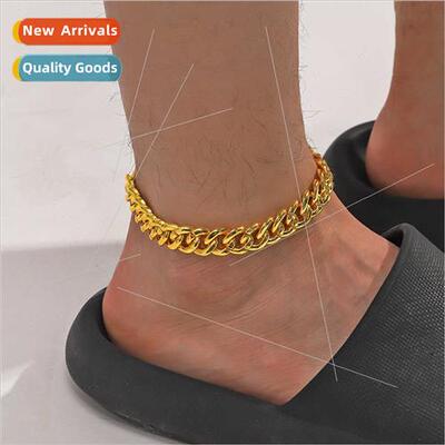 Men mple Glossy Cuban Chain Anklet Personalized Hip Hop Jewe