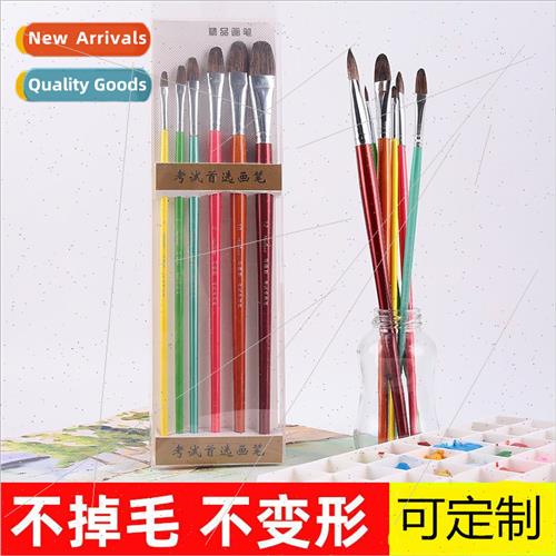 6 colors colorful rod 6pcs wolf hair oil paintbrush watercol