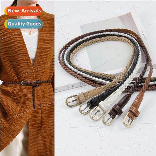 Braided vintage leather ladies belt cowhide sweater skirt je