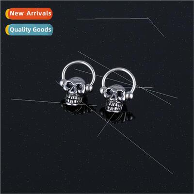 stainless steel earrings skull casting earrings tide men pun