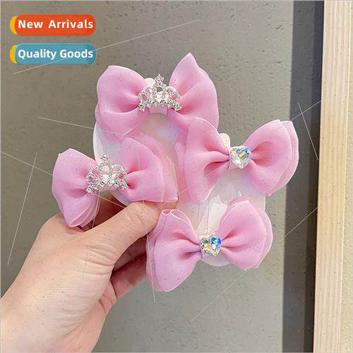 Crown headdress children bow hair clips pink cute girls hair