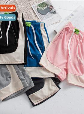 2023 summer new children fine plaid color blocking ice silk