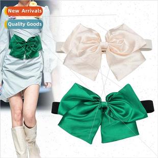 elastic belt female skirt coa Bow sweater decorative