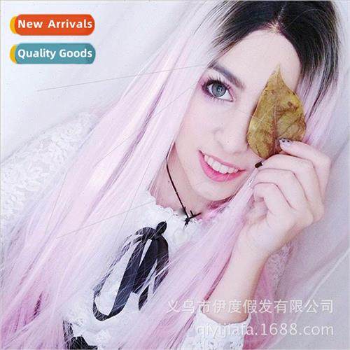 wig women coloring middle parting long slim face wig whole w