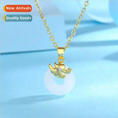 gold wind new Chinese dragon head field jade necklace female