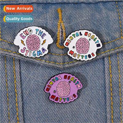 New Alloy Alphabet Jewelry Creative Design Pink Brain Shape