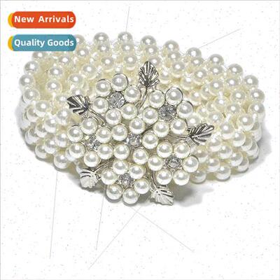Ladies elastic elastic pearl belt female sweet fashion rhine