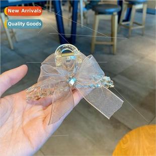 grip hair fashion rhinestone cli Organza plate bow