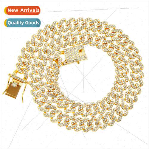 Europe full diamond diamond Cuban chain necklace tide cool c